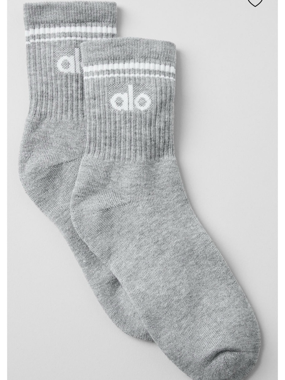 NWT Alo Half Crew Throwback socks in Athletic Heather Grey/White sz Medium